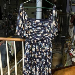 LC Lauren Conrad Navy Floral Backless Dress